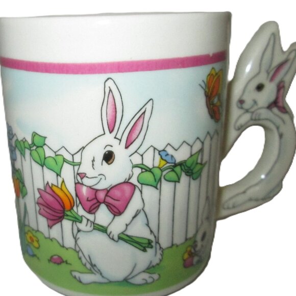 (Easter?)Bunny Hare Rabbit carrot bouquet with Bunny Hare Rabbit handle mug made - Picture 5 of 6